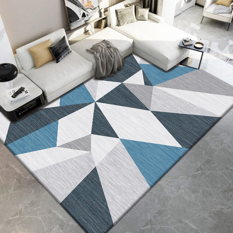 Chic Modern Area Carpet Geometric Print Polyester Area Rug Non-Slip Backing Rug for Home Decor