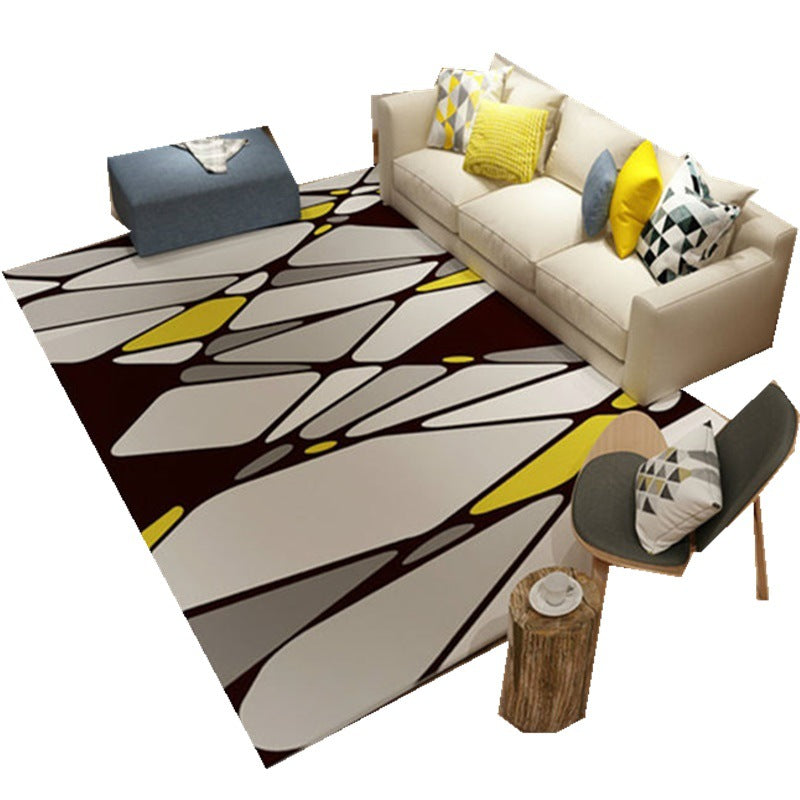 White Modern Rug Blending Graphic Rug Non-Slip Backing Rug for Home Decoration