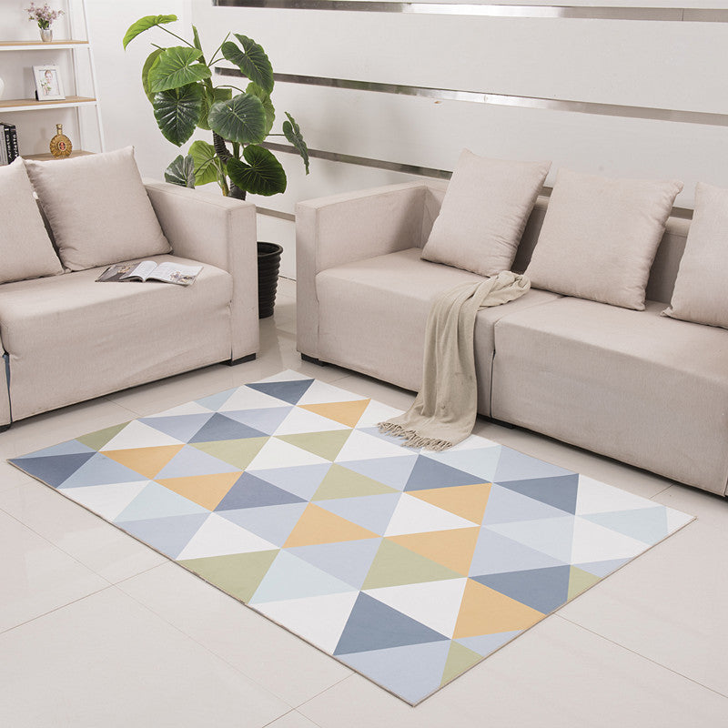 White Modern Rug Blending Graphic Rug Non-Slip Backing Rug for Home Decoration