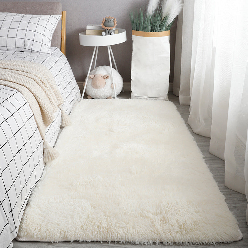 Green Modern Rug Polyester Solid Color Rug Non-Slip Backing Rug for Living Room