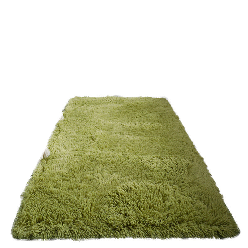 Green Modern Rug Polyester Solid Color Rug Non-Slip Backing Rug for Living Room