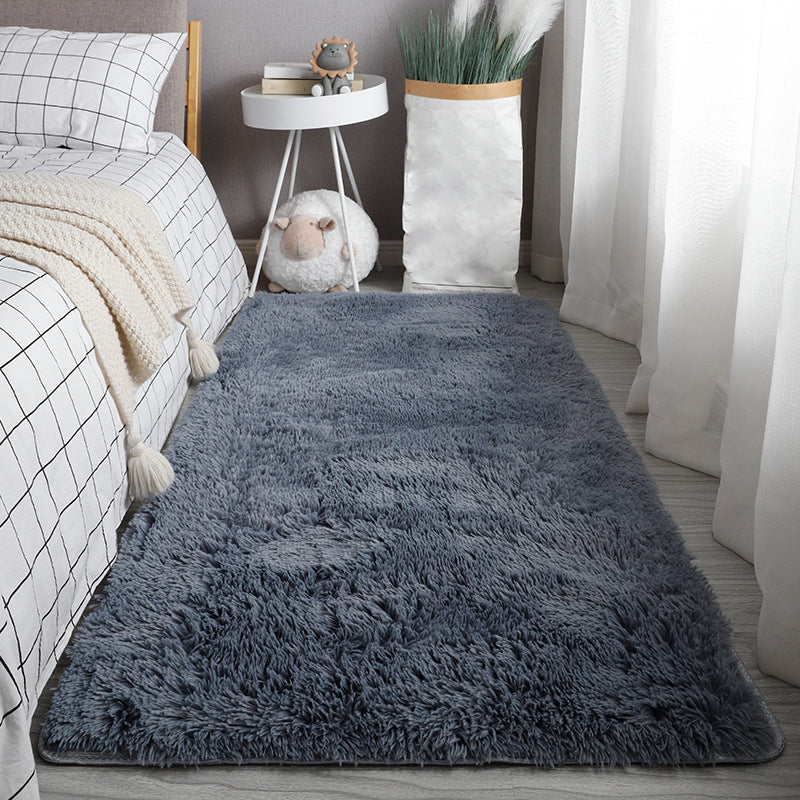 Green Modern Rug Polyester Solid Color Rug Non-Slip Backing Rug for Living Room