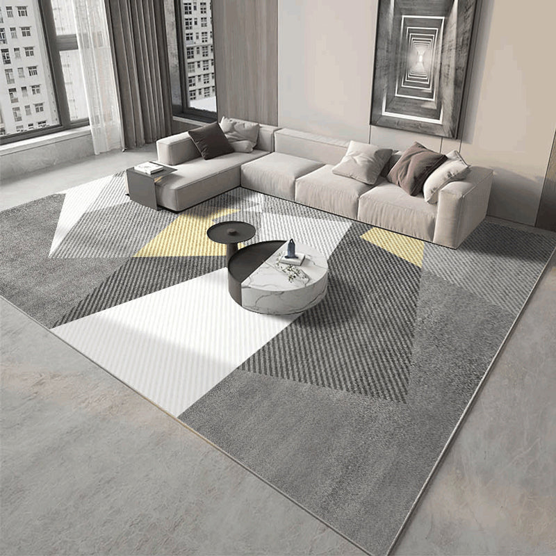 Minimalist Indoor Rug Geometric Pattern Carpet Polyester Stain Resistant Area Rug for Living Room