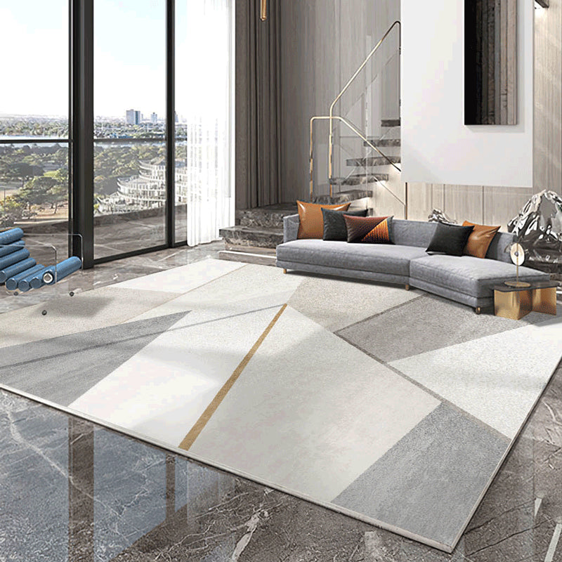 Minimalist Indoor Rug Geometric Pattern Carpet Polyester Stain Resistant Area Rug for Living Room