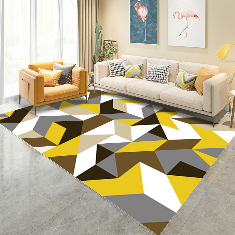 Simplicity Matrix Pattern Carpet Polyester Indoor Rug Stain Resistant Area Rug for Living Room