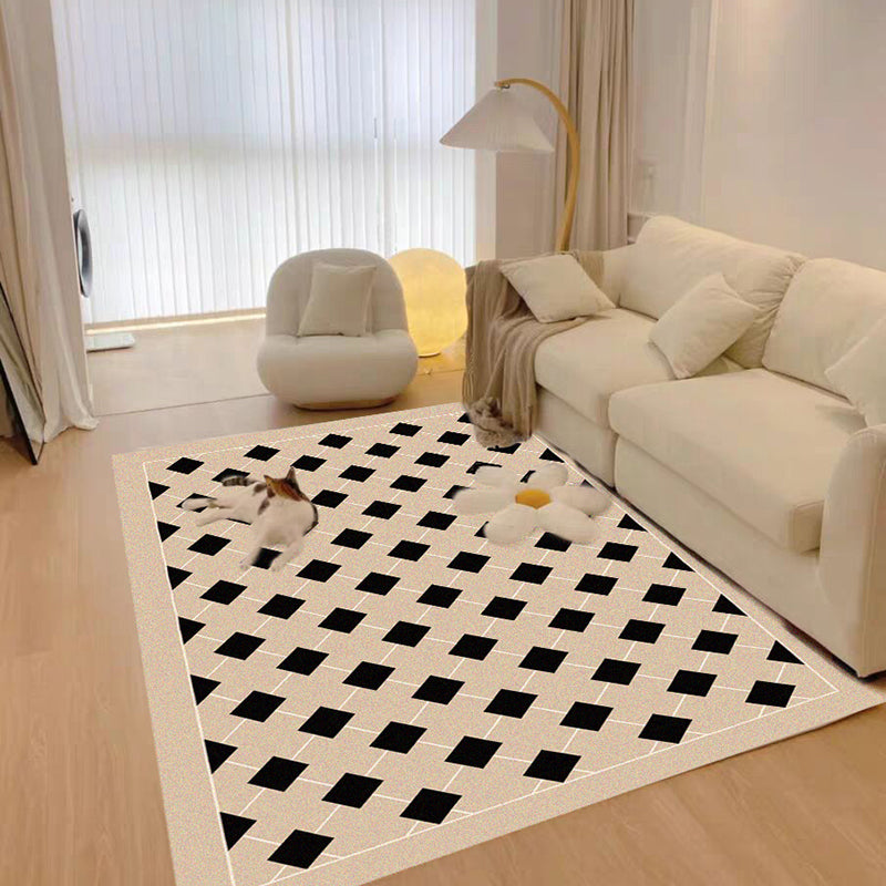 Brown Modern Area Carpet Geometric Pattern Polyester Area Rug Stain Resistant Rug for Home Decor