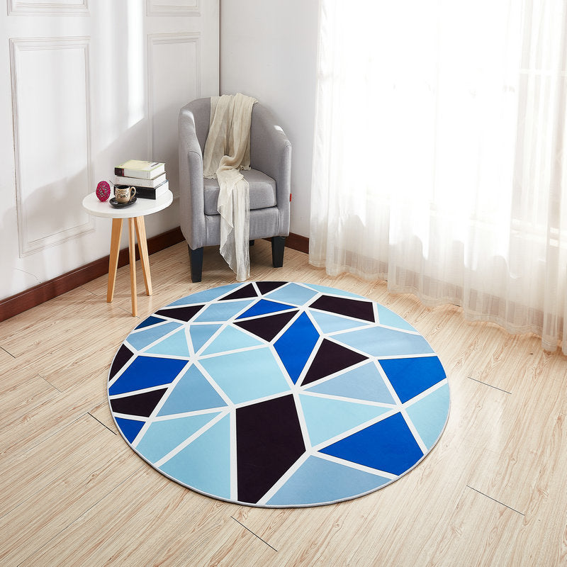 Round Geometry Pattern Carpet Polyester Modern Indoor Rug Stain Resistant Area Rug for Living Room