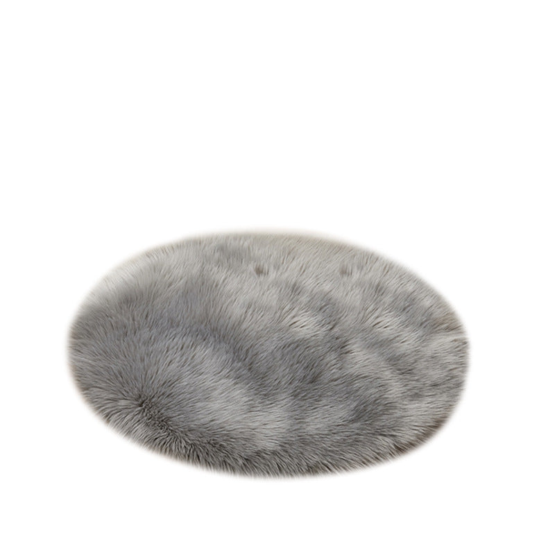 Minimalist Solid Color Rug Simple Round Carpet Polyester Living Room Shag Rug with Non-Slip Backing