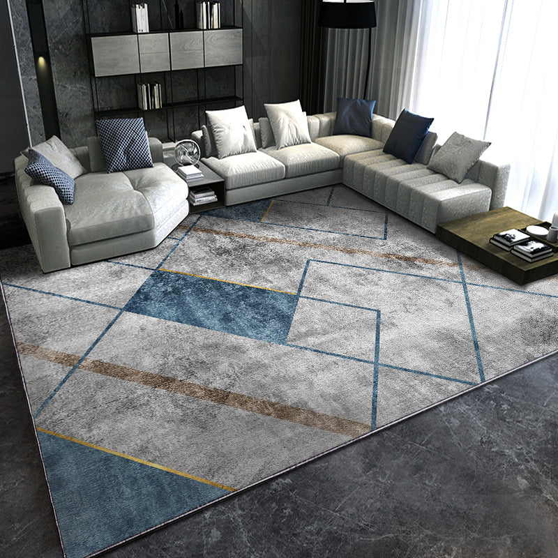 Modern Triangle Print Rug Polyester Indoor Carpet Stain Resistant Area Rug for Living Room