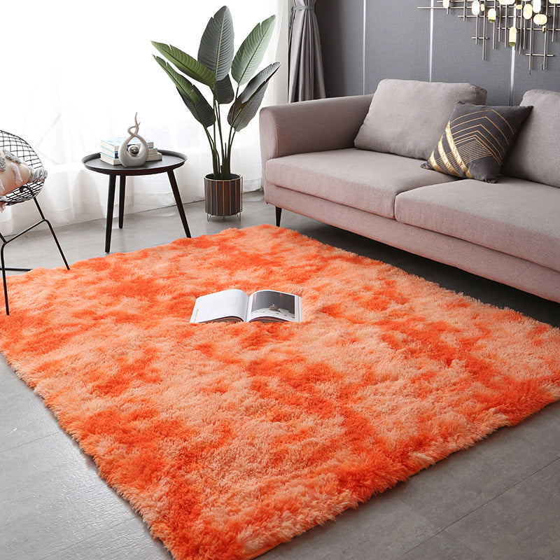 Rapis moderne Tie simple Dye Print Carpet Living Room Polyester Shag Tapis avec un support sans glissement