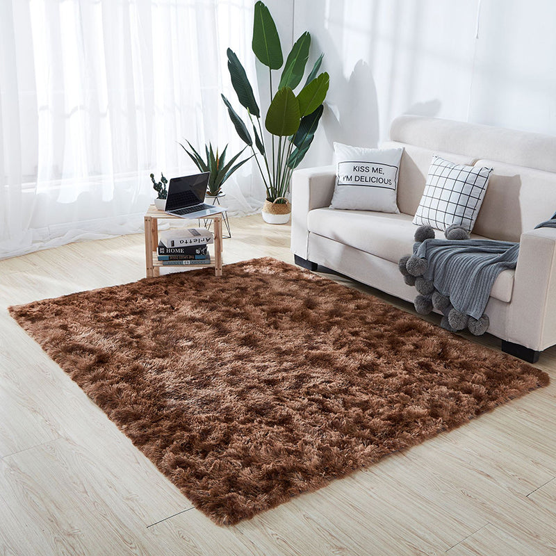 Rapis moderne Tie simple Dye Print Carpet Living Room Polyester Shag Tapis avec un support sans glissement