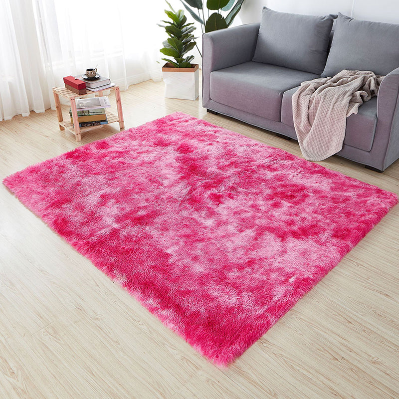 Rapis moderne Tie simple Dye Print Carpet Living Room Polyester Shag Tapis avec un support sans glissement