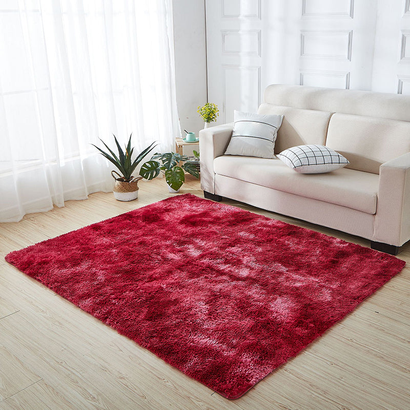 Rapis moderne Tie simple Dye Print Carpet Living Room Polyester Shag Tapis avec un support sans glissement