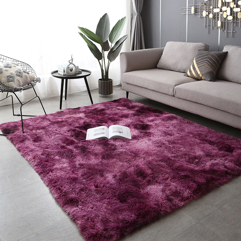 Rapis moderne Tie simple Dye Print Carpet Living Room Polyester Shag Tapis avec un support sans glissement