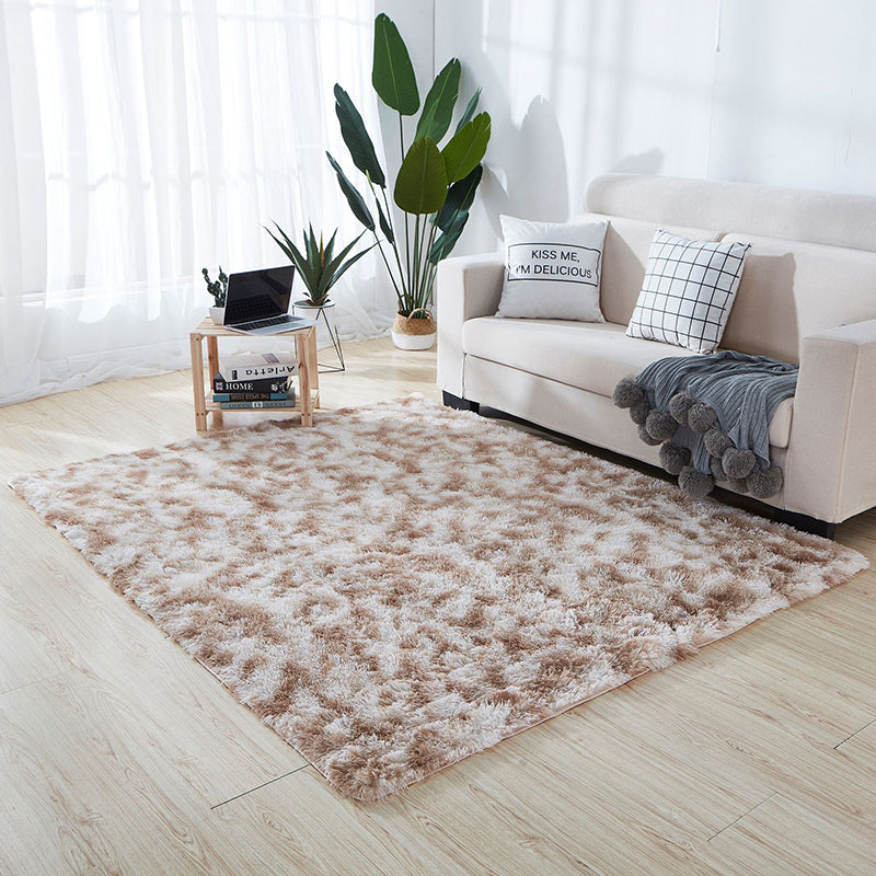 Rapis moderne Tie simple Dye Print Carpet Living Room Polyester Shag Tapis avec un support sans glissement
