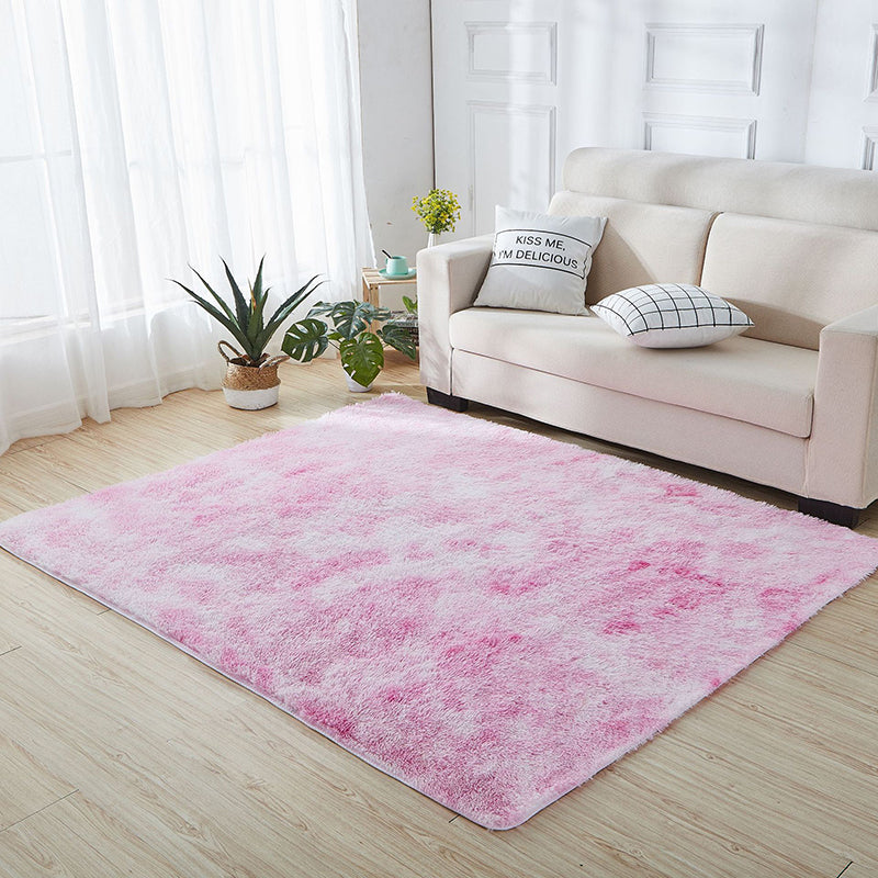 Rapis moderne Tie simple Dye Print Carpet Living Room Polyester Shag Tapis avec un support sans glissement