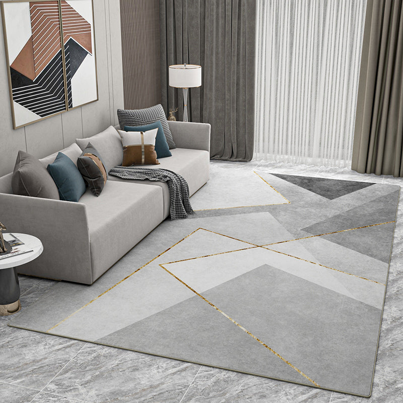 Relaxing Geometric Pattern Rug Polyester Area Carpet Stain Resistant Indoor Rug for Living Room