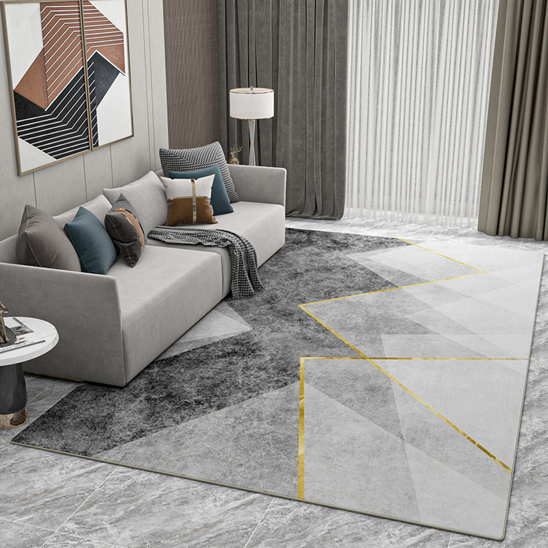 Relaxing Geometric Pattern Rug Polyester Area Carpet Stain Resistant Indoor Rug for Living Room