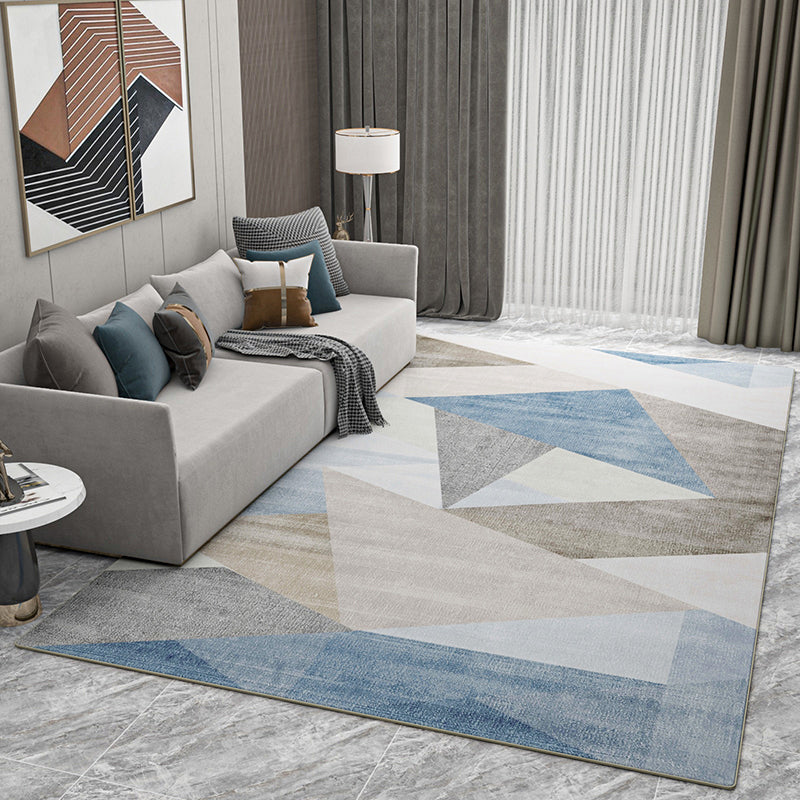 Relaxing Geometric Pattern Rug Polyester Area Carpet Stain Resistant Indoor Rug for Living Room