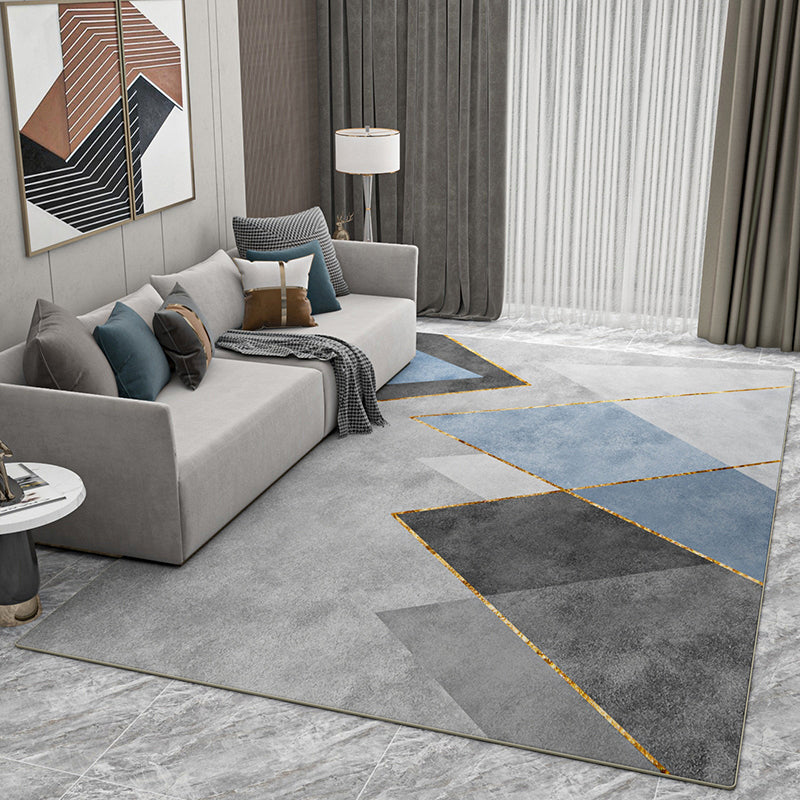 Relaxing Geometric Pattern Rug Polyester Area Carpet Stain Resistant Indoor Rug for Living Room