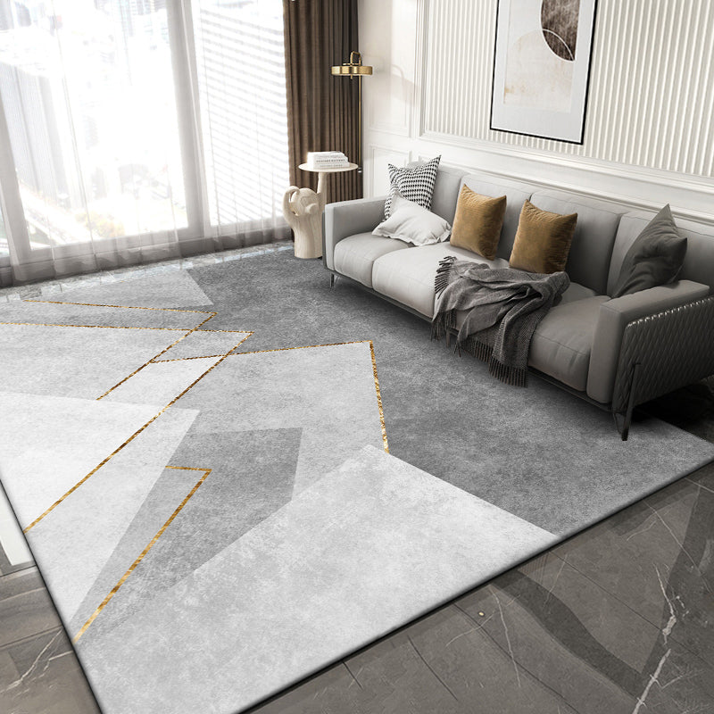 Geometric Area Rug Modern Contrast Panel Carpet Polyester Living Room Carpet with Non-Slip Backing