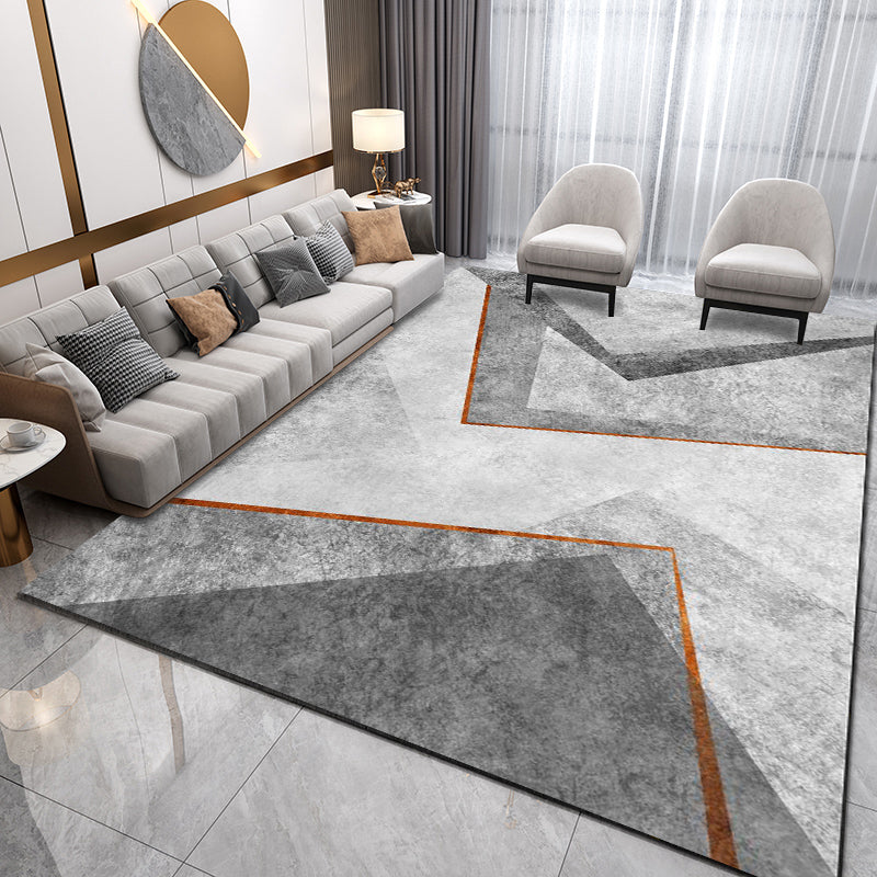 Geometric Area Rug Modern Contrast Panel Carpet Polyester Living Room Carpet with Non-Slip Backing