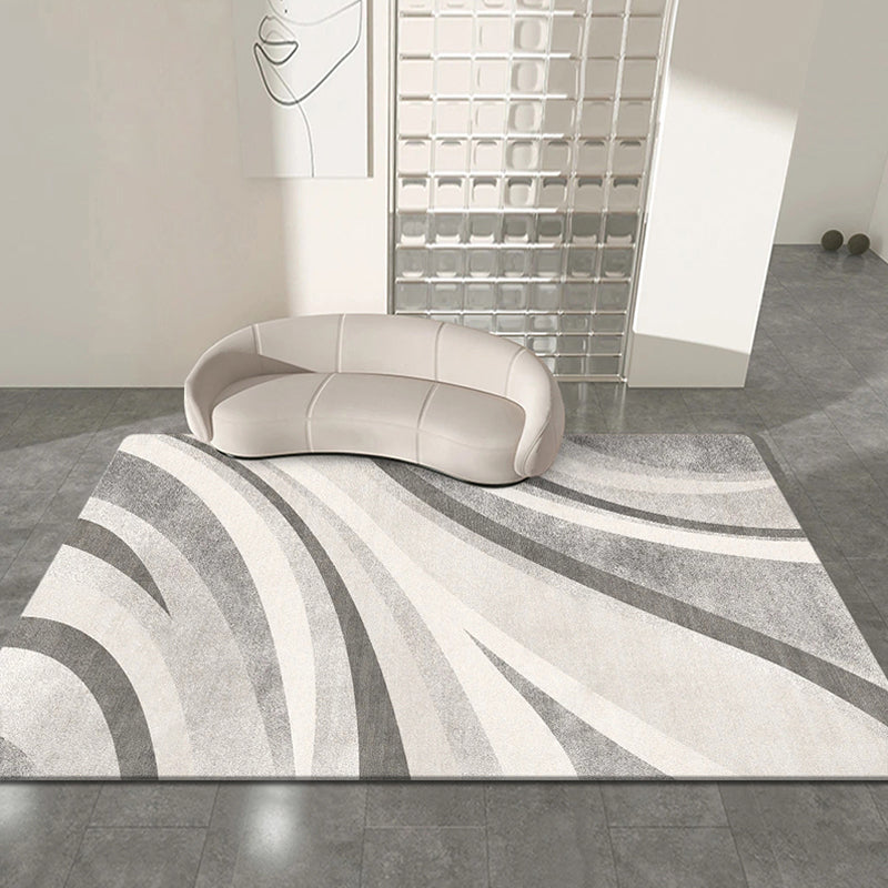 Grey Modern Rug Blending Striped Rug Non-Slip Backing Rug for Home Decoration