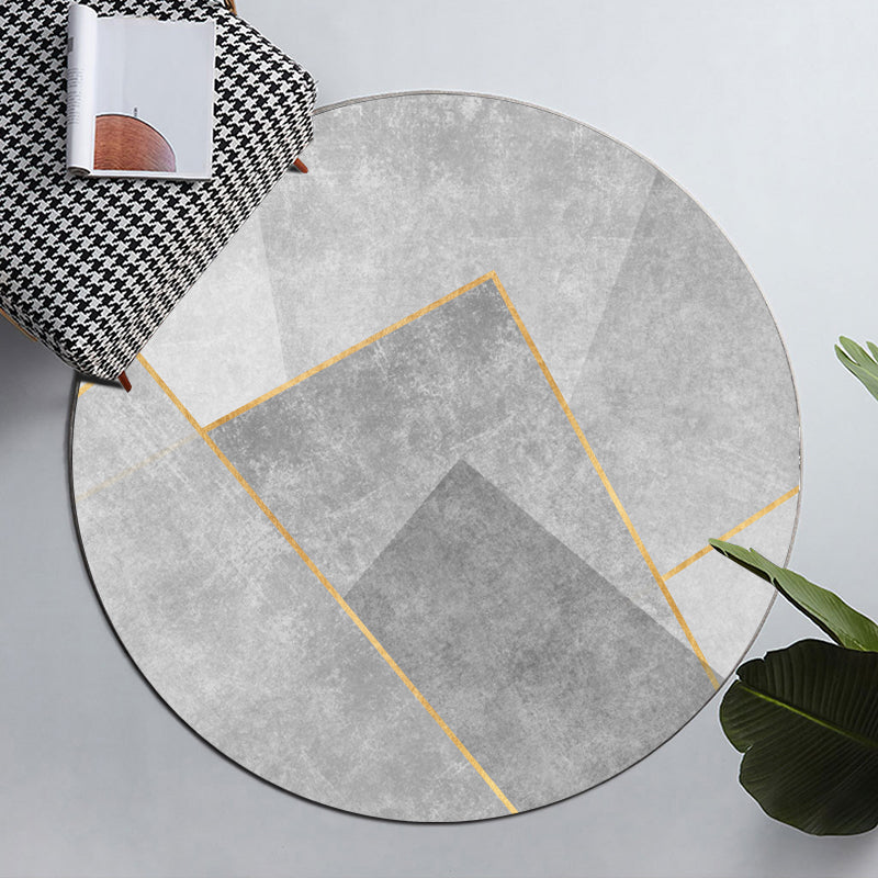 Round Graphic Printed Rug Polyester Funky Indoor Rug Stain Resistant Carpet for Home Decoration