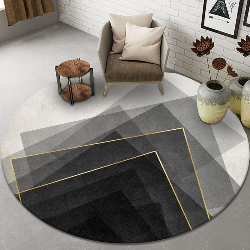 Round Graphic Printed Rug Polyester Funky Indoor Rug Stain Resistant Carpet for Home Decoration