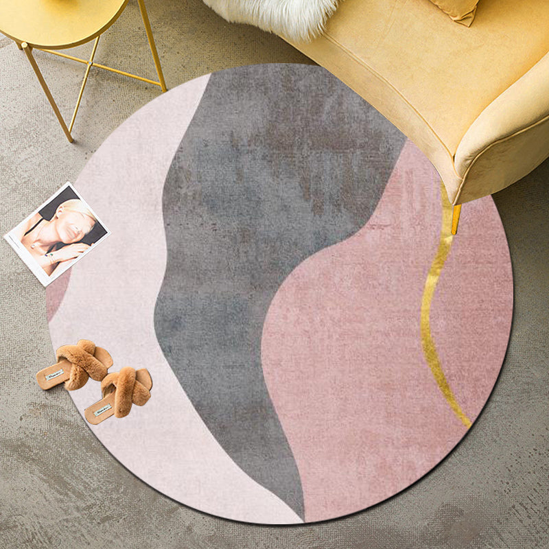 Round Graphic Printed Rug Polyester Funky Indoor Rug Stain Resistant Carpet for Home Decoration