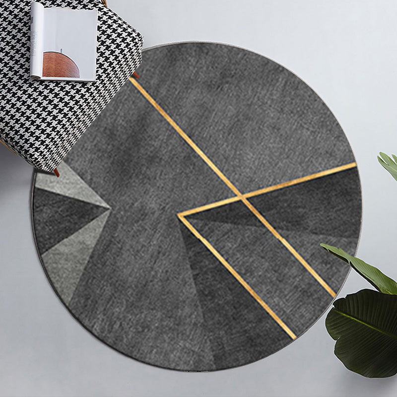 Round Graphic Printed Rug Polyester Funky Indoor Rug Stain Resistant Carpet for Home Decoration