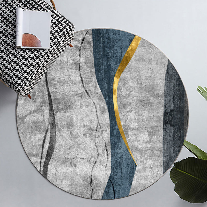 Round Graphic Printed Rug Polyester Funky Indoor Rug Stain Resistant Carpet for Home Decoration