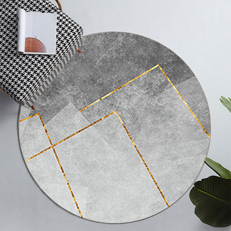 Round Graphic Printed Rug Polyester Funky Indoor Rug Stain Resistant Carpet for Home Decoration