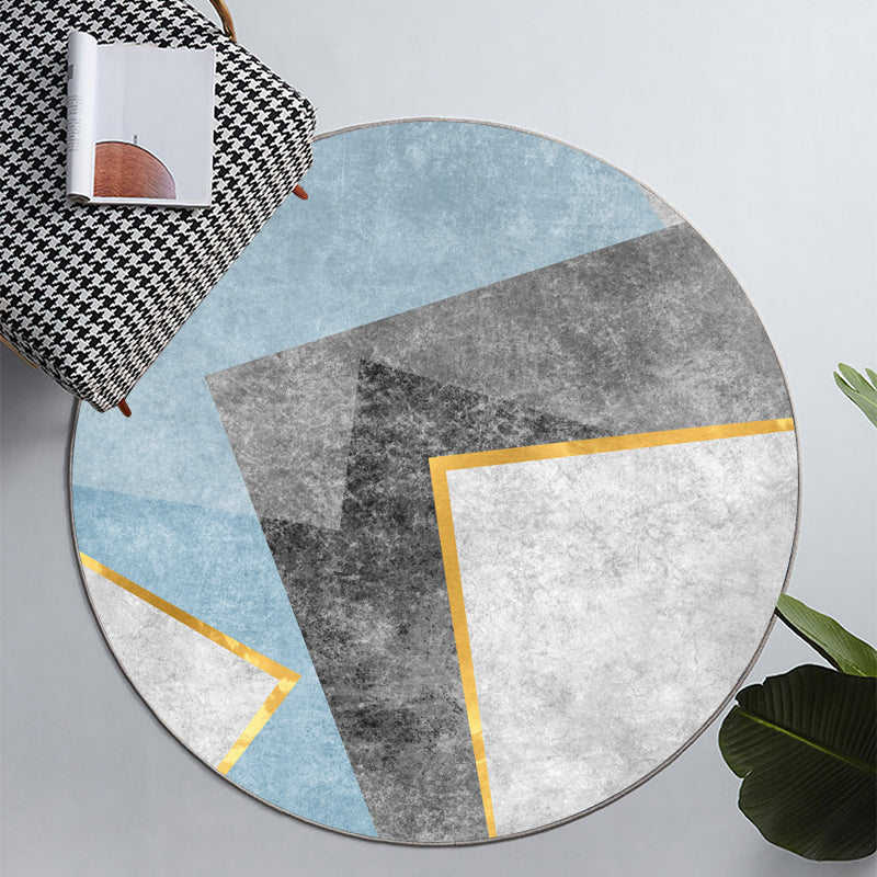 Round Graphic Printed Rug Polyester Funky Indoor Rug Stain Resistant Carpet for Home Decoration