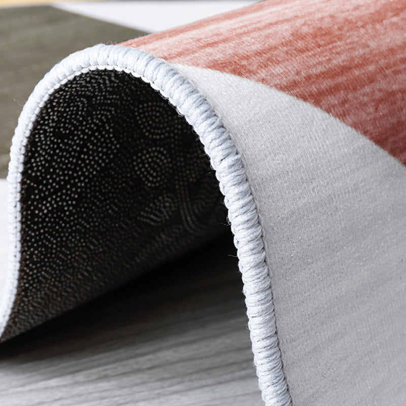 Modern Living Room Area Rug Color Block Polyester Area Carpet Non-Slip Backing Rug