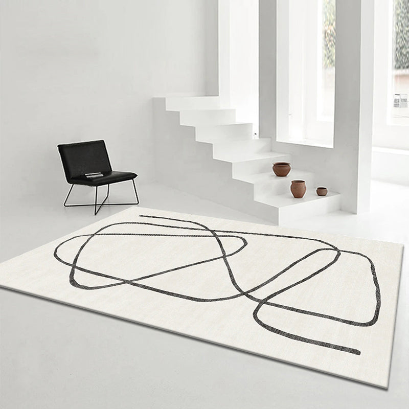 Apricot Modern Rug Blended Line Rug Non-Slip Backing Rug for Drawing Room