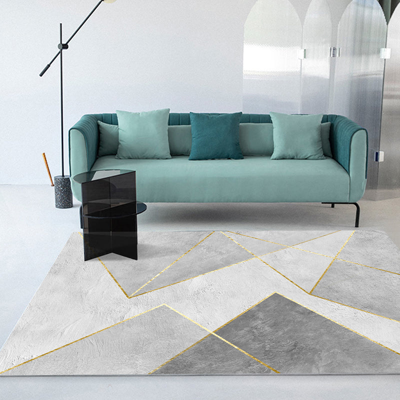 Modern Graphic Pattern Rug Polyester Area Carpet Stain Resistant Indoor Rug for Living Room