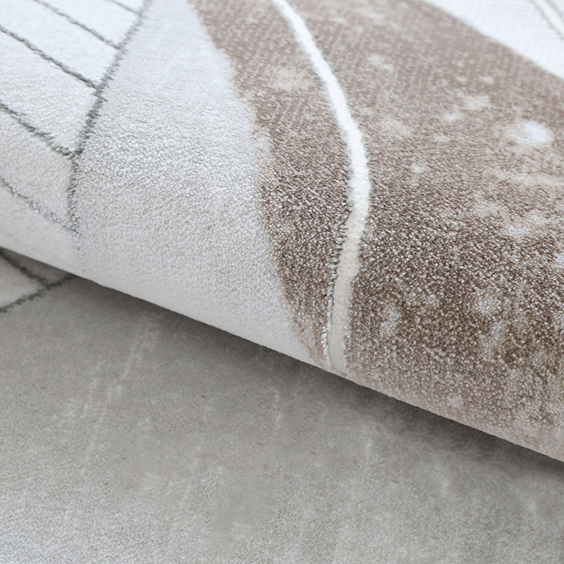 Khaki Modern Carpet Geometric Pattern Polyester Area Rug Easy Care Rug for Home Decor