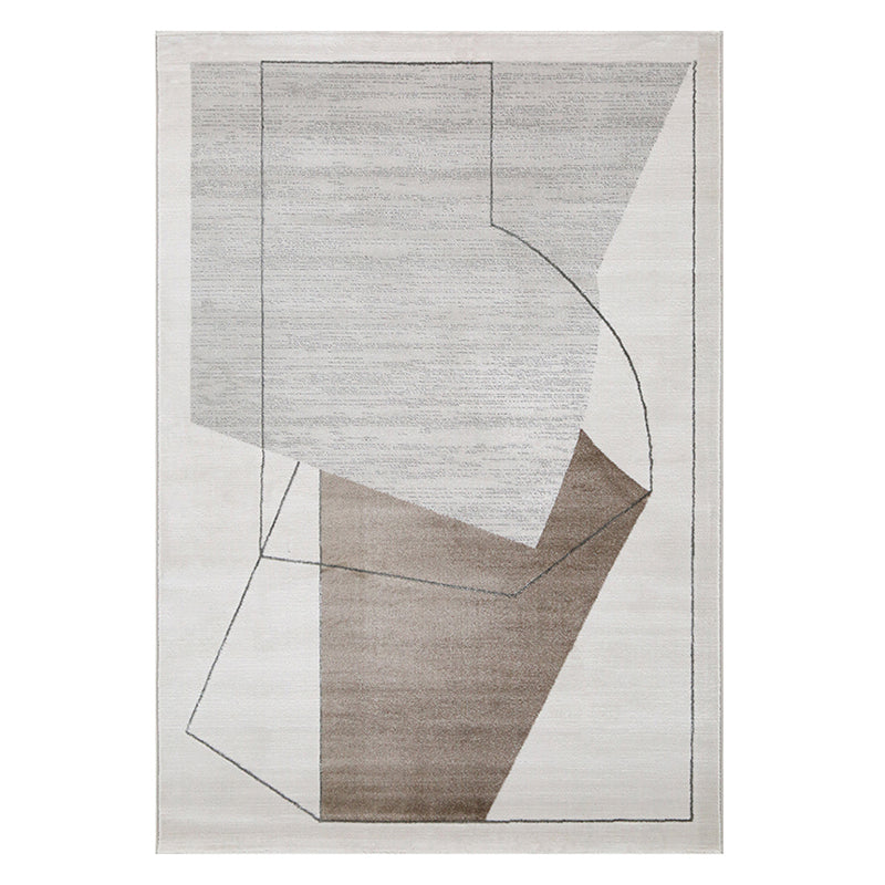 Khaki Modern Carpet Geometric Pattern Polyester Area Rug Easy Care Rug for Home Decor