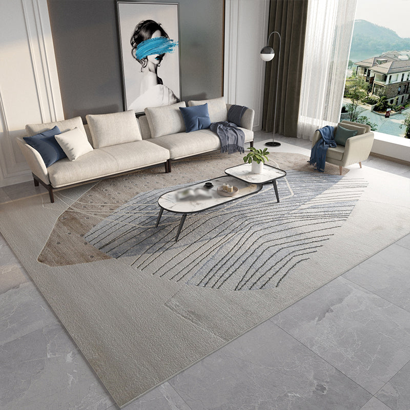 Khaki Modern Carpet Geometric Pattern Polyester Area Rug Easy Care Rug for Home Decor