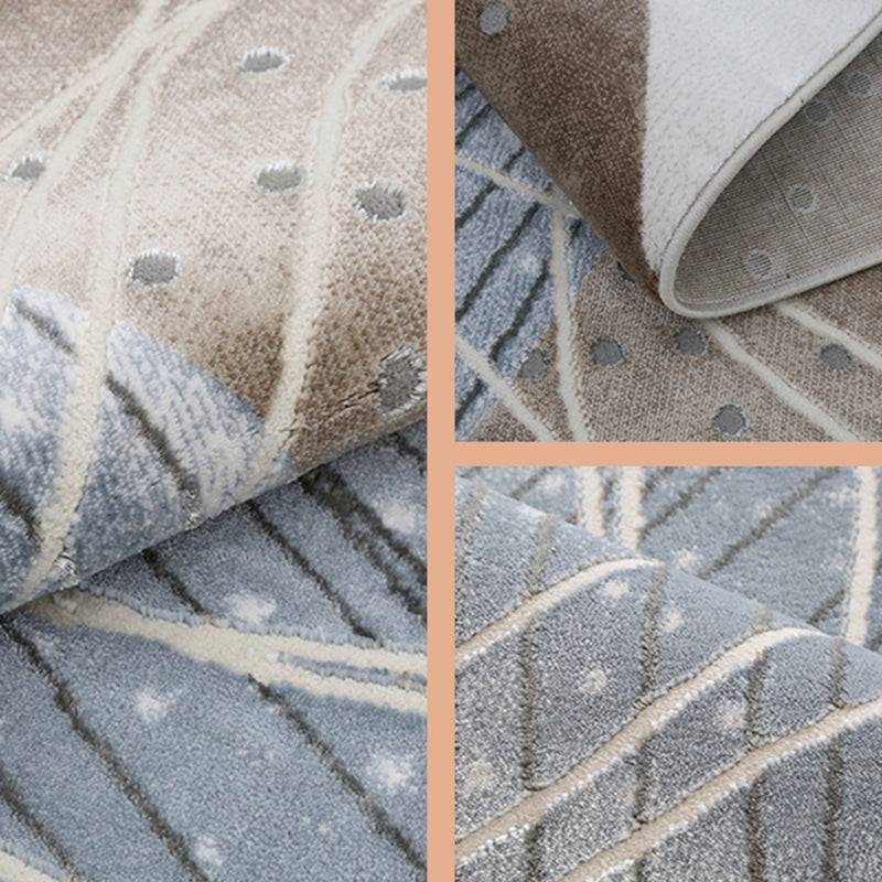 Khaki Modern Carpet Geometric Pattern Polyester Area Rug Easy Care Rug for Home Decor