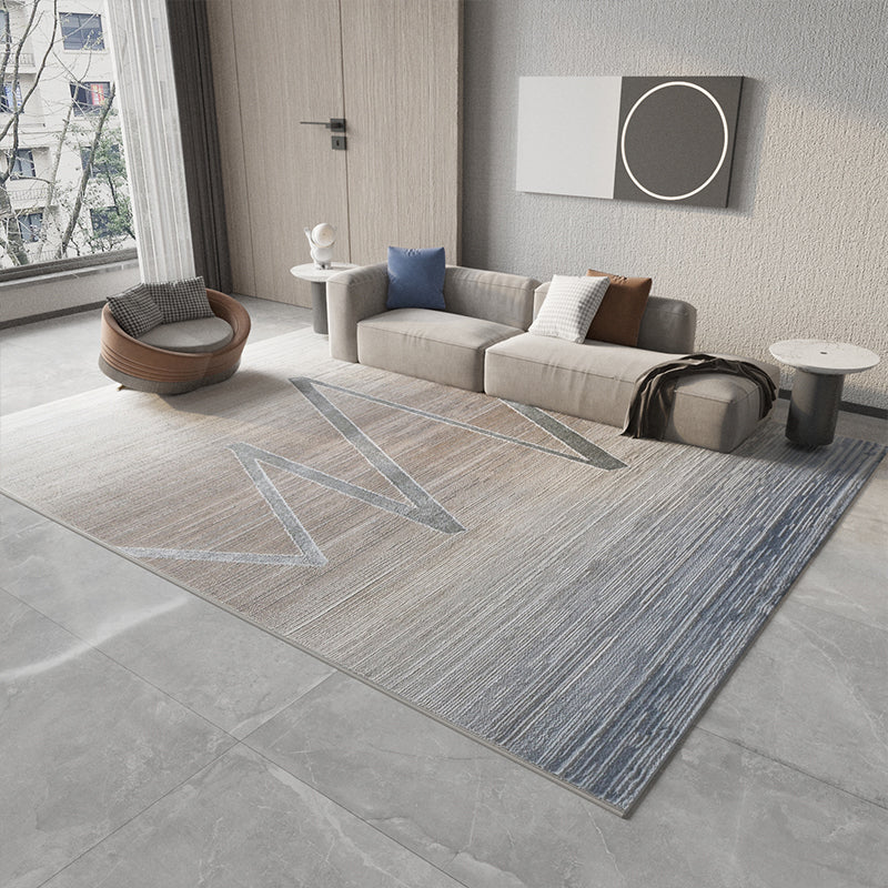 Khaki Modern Carpet Geometric Pattern Polyester Area Rug Easy Care Rug for Home Decor