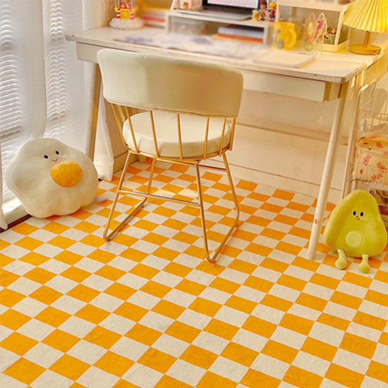 Casual Checkered Print Carpet Polyester Area Rug Non-Slip Backing Indoor Carpet for Home Decoration