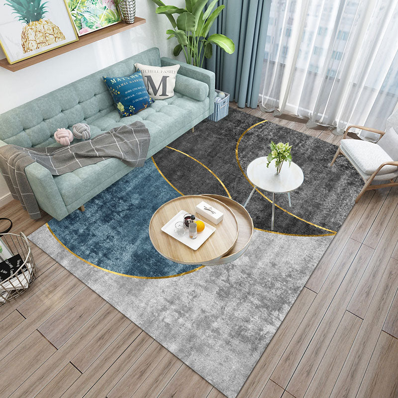 Black Modern Rug Carpet Blending Graphic Carpet Washable Carpet for Living Room