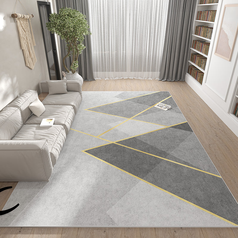 Modern Triangle Pattern Rug Polyester Indoor Carpet Stain Resistant Area Rug for Living Room
