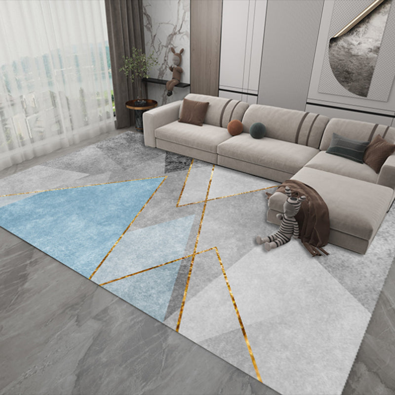 Modern Triangle Pattern Rug Polyester Indoor Carpet Stain Resistant Area Rug for Living Room