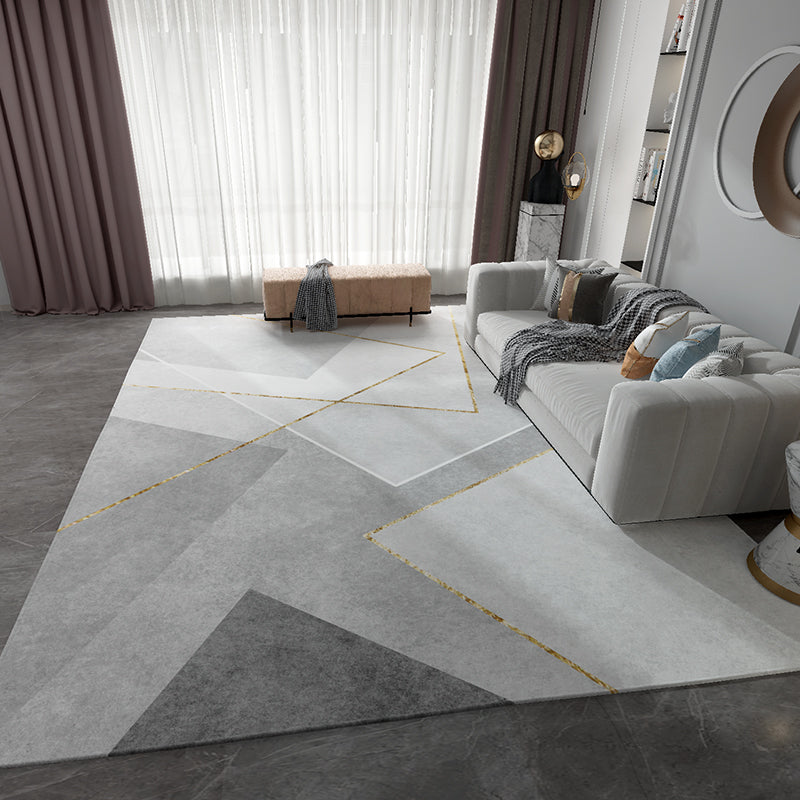 Modern Triangle Pattern Rug Polyester Indoor Carpet Stain Resistant Area Rug for Living Room