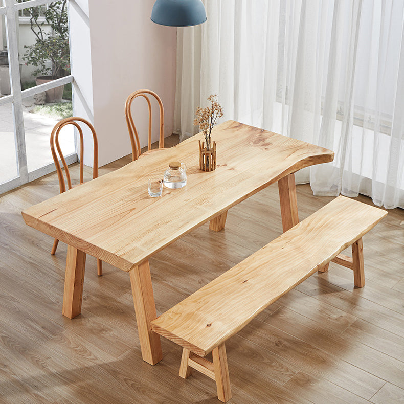 Rectangle Wood Dining Table Modern Pine Table in Nature with 4 Legs for Restaurant
