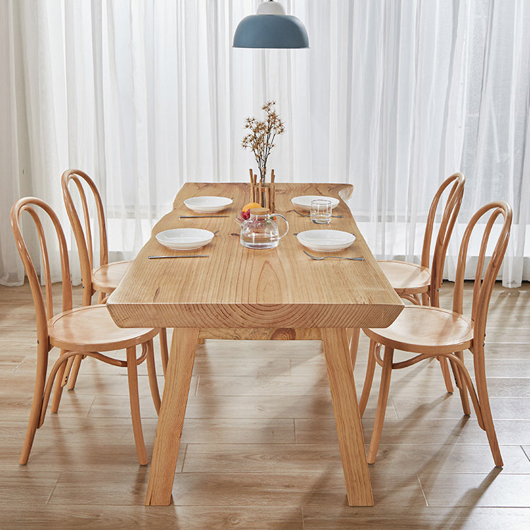 Rectangle Wood Dining Table Modern Pine Table in Nature with 4 Legs for Restaurant