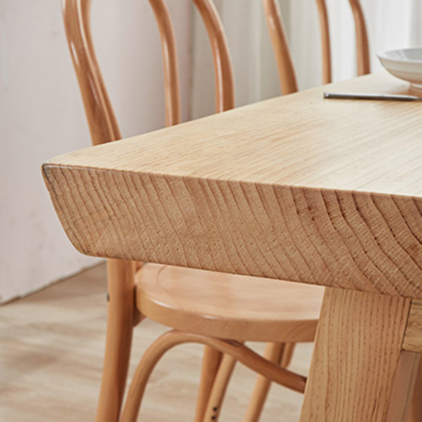 Rectangle Wood Dining Table Modern Pine Table in Nature with 4 Legs for Restaurant
